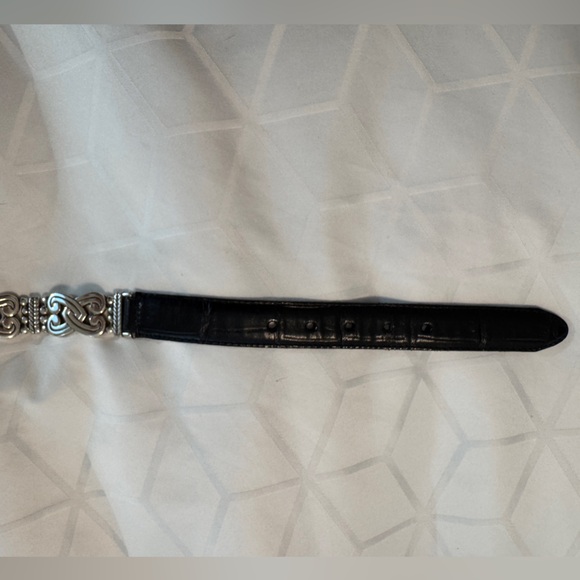 Brighton Beautiful Silver Hearts & Black Leather Belt - size XL- 36 EUC main image 6